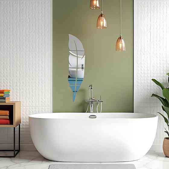 Зеркальный декор акриловый самоклеющийся Перо серебро, 6шт (D) SW-00002505 Днепр