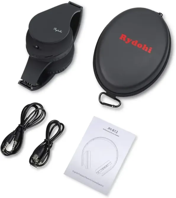 Беспроводные наушники Rydohi JH-812 Bluetooth 5.0, Hi-Fi стерео, с микрофоном, складные, для ПК/ТВ, черные + чехол Киев - изображение 6