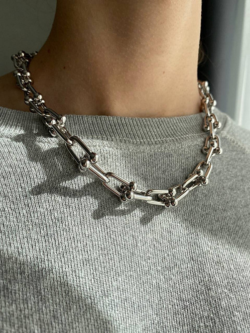 Tiffany Тиффани подвеска крупная стильная цепь / посеребрение / упакована в мешочек Tiffany Одесса - изображение 4