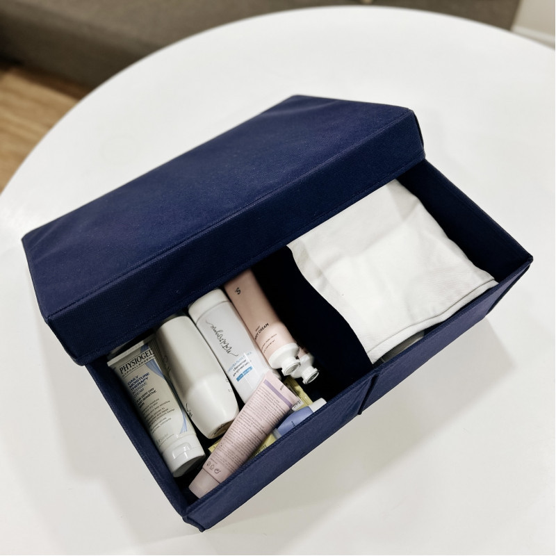 Ящик для зберігання на два відділення з кришкою 40x25x16 см HY-2V-kr (Синій) Суми - фото 2