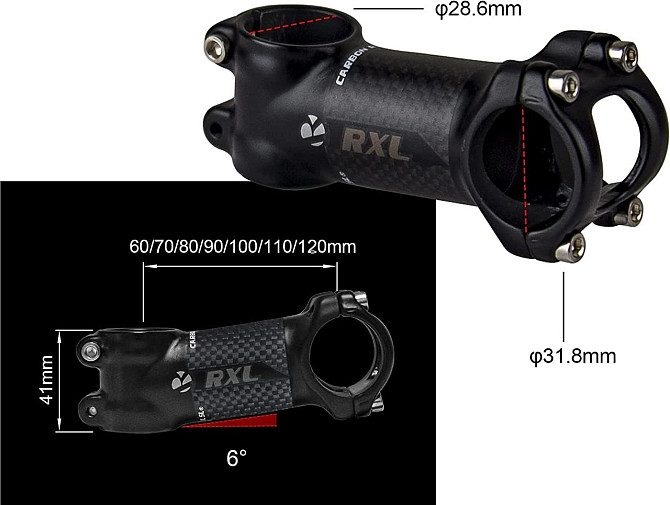 Руль-вынос RXL SL 31.8 мм 60 мм, карбоновый, 6°, для MTB, шоссе, гравий, апгрейд и шоссейных велосип Киев - изображение 4