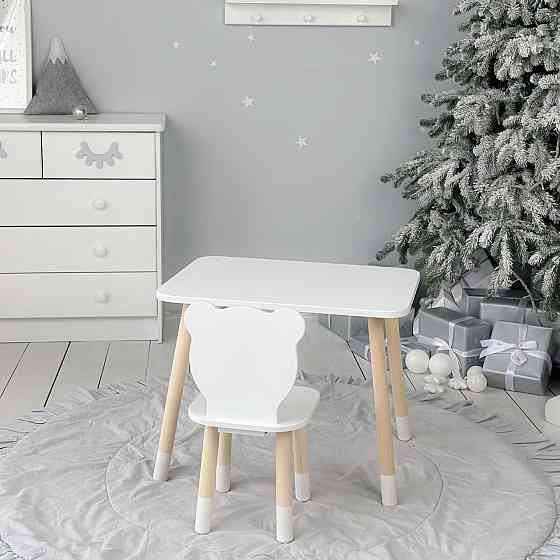 Стіл прямокутний 46х60х45 і стілець медвежа 26х26х24, столик та стільчик в дитячу, білий Київ