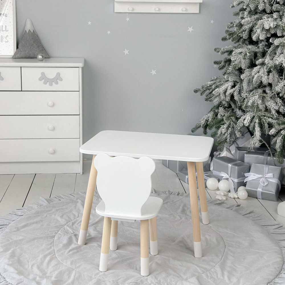 Стіл прямокутний 46х60х45 і стілець медвежа 26х26х24, столик та стільчик в дитячу, білий Київ - фото 4