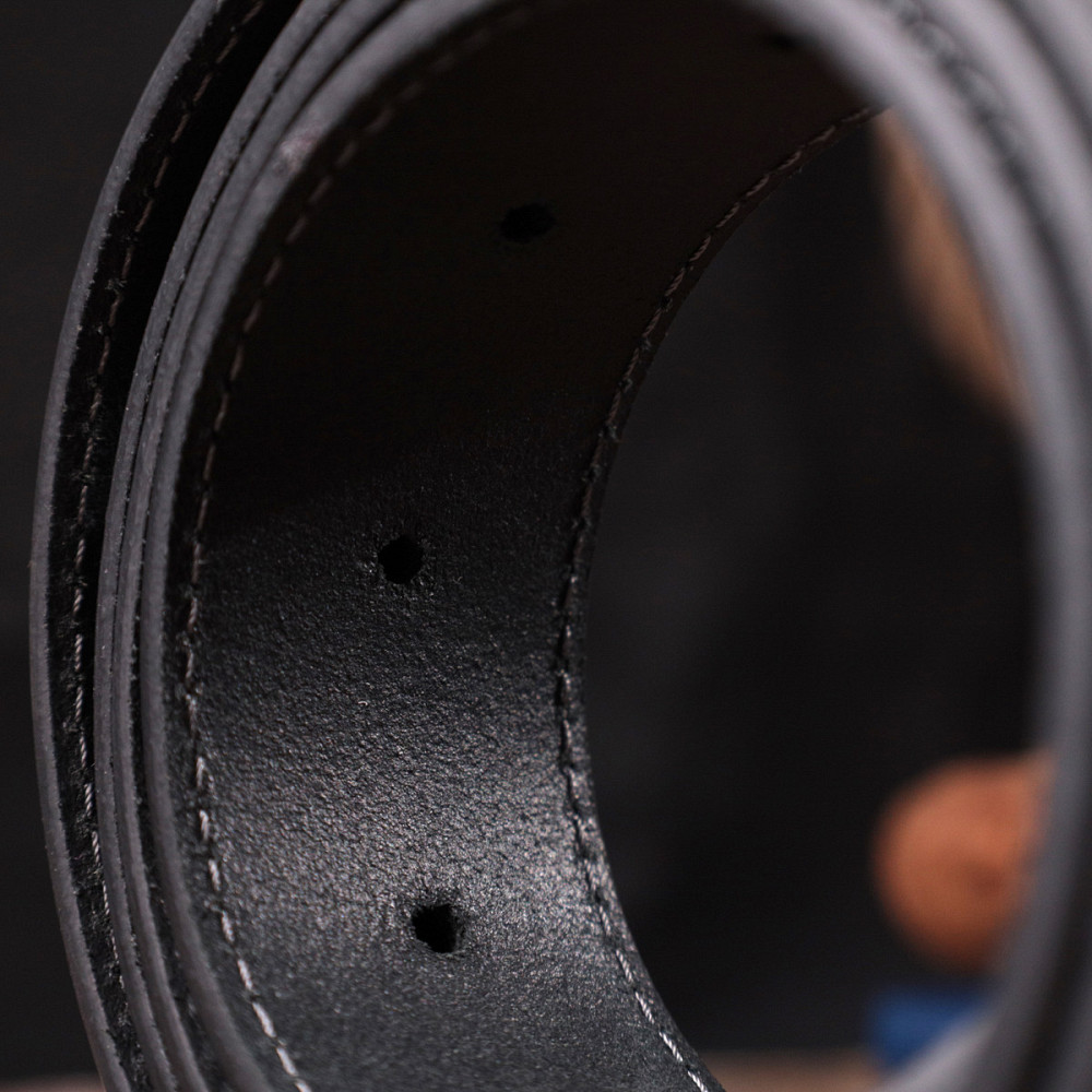 Мужской ремень под джинсы с классической пряжкой из натуральной кожи GRANDE PELLE 20803 Черный Киев - изображение 6