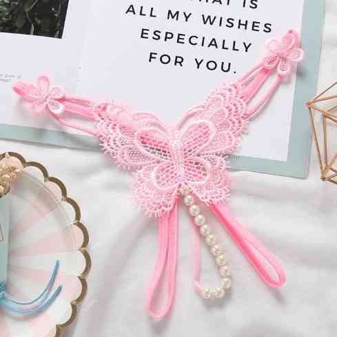 Трусики з перлинами рожеві "Метелик" - розмір універсальний (на резинці), 15% нейлон, 85% поліестер Київ