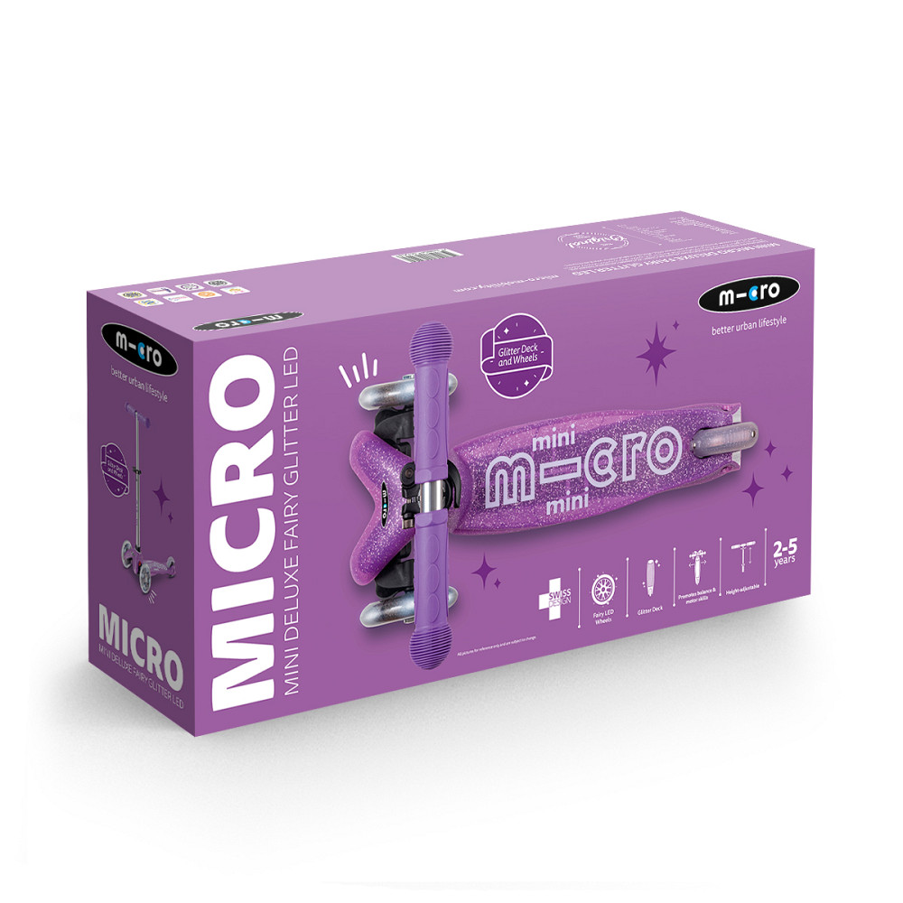 Самокат Micro серії Mini Deluxe Fairy Glitter LED – Пурпуровий Днепр - изображение 3