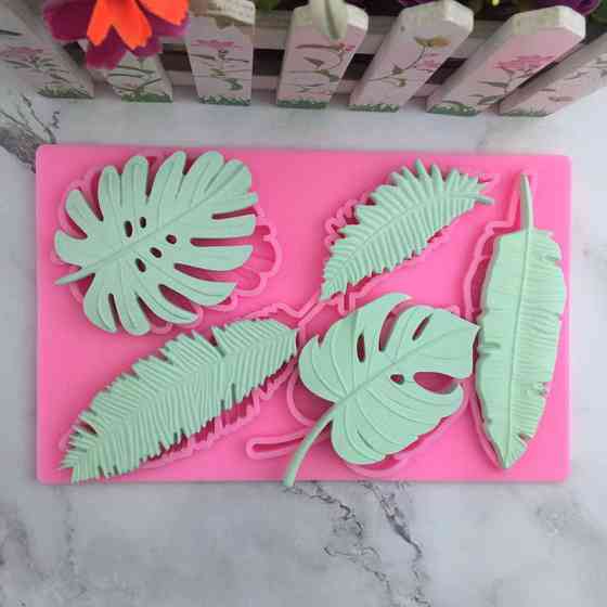 Молд силиконовый Листья 195 на 122 мм розовый Киев