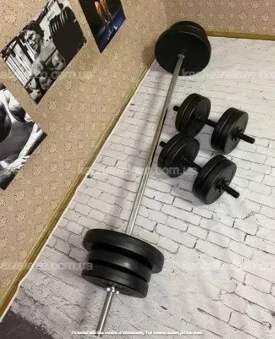 Лавка для жиму + Штанга + Гантелі 70 кг + Гиря 10 кг в Подарунок Гантелі, гирі, штанги та диски АВС пластик Київ - фото 9