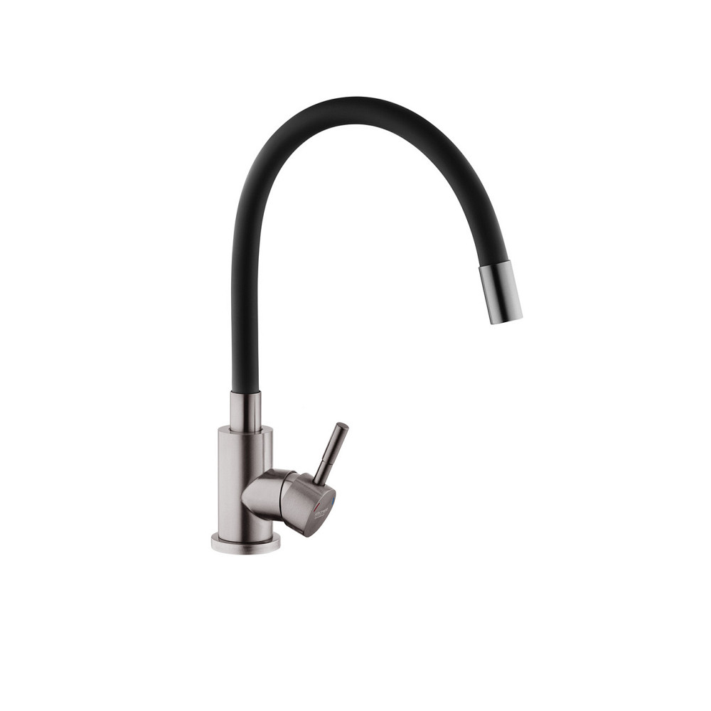 Змішувач для кухні з гнучким виливом Kroner KRP Edelstahl Klassisch - PVD035BLK графіт/чорний Київ - фото 4