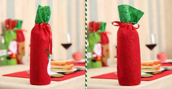 Чехол на бутылку новогодний с пайетками Снеговик 32 на 13 см разноцветный Киев