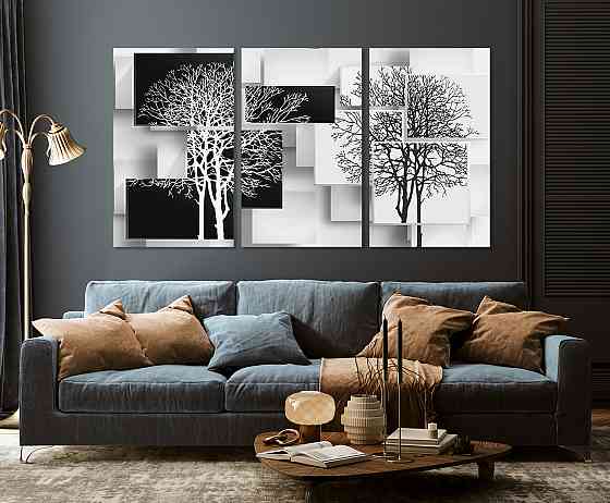 Модульна картина у вітальню/ спальню   Чорне-Біле     ART-062_3A Київ