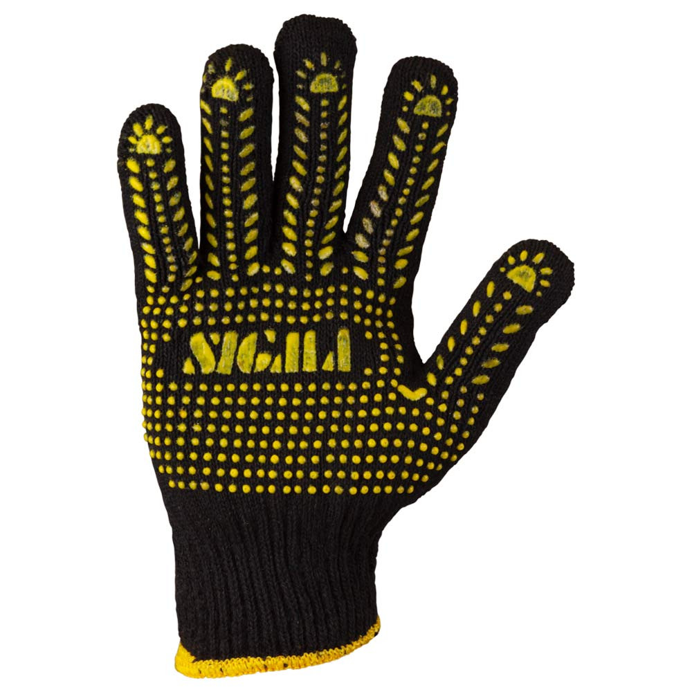 Sigma Перчатки трикотажные с точечным ПВХ покрытием р10 Универсал (черные) SIGMA (9442651) Коломия - фото 7