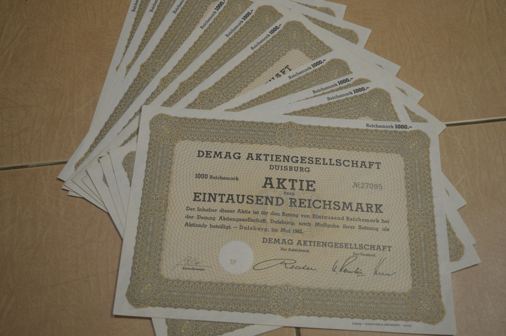 Акция. Германия. Demag Aktiengesellschaft--1000 reichmark---1942 год aUNC-UNC (5 - 26) Полтава - изображение 1