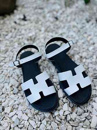 Mermaid Босоніжки жіночі білі Mermaid 514 літні з натуральної шкіри / Шкіряні босоніжки на низь Коломия