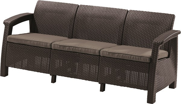 Софа садова пластикова Keter Corfu love seat max, коричнева Київ - фото 1