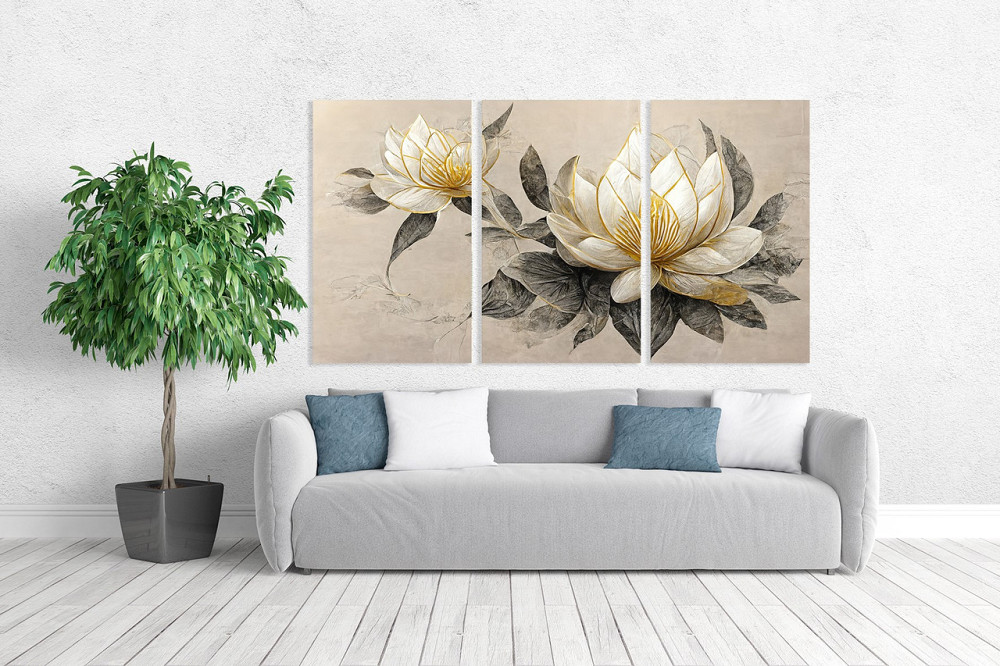 Модульная картина в гостиную / спальню Білі квіти   ART-139_3A 100х150 см Киев - изображение 2