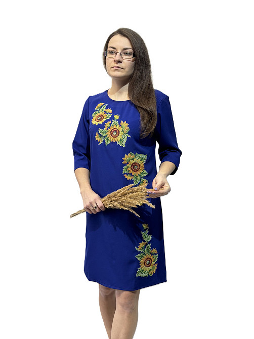 Жіноча вишита сукня яскраво синя в Соняхах Київ - фото 3