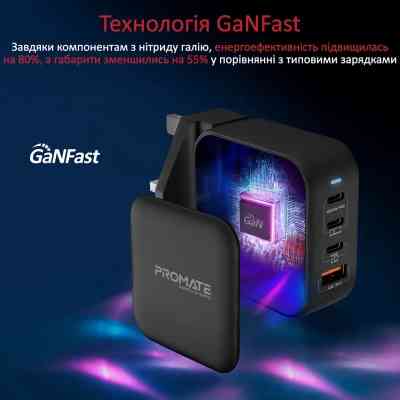 Зарядное устройство Promate ganport4-100pd.black Винница