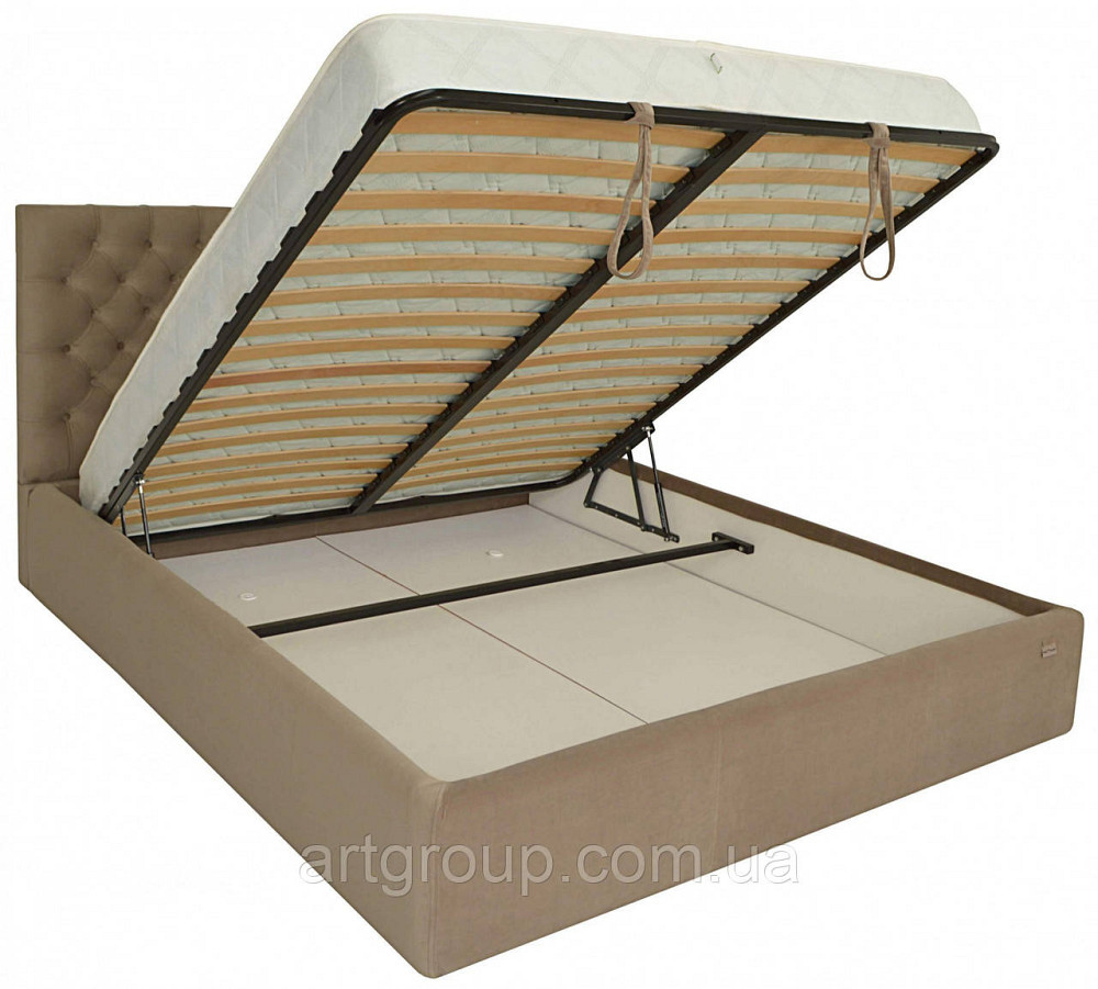 Ліжко Двоспальне Cambridge Comfort 160 х 190 см Альміра 02 З підйомним механізмом та нішою для білизни Мокко Дніпро - фото 17