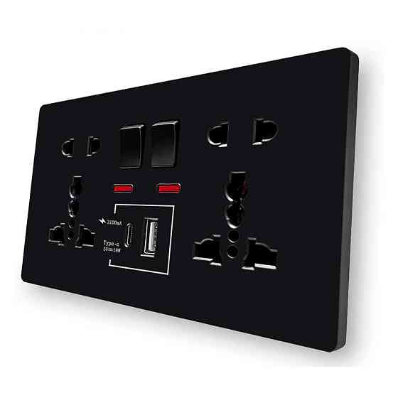 Універсальна розетка Delviz з кнопками живлення, індикаторами, USB-A і USB-C | Сумісна з вилками США, ЄС, Британії та Азії Миколаїв