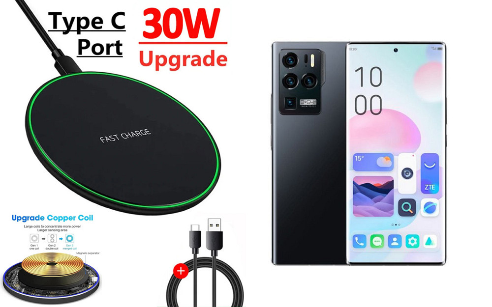 Бездротовий зарядний пристрій Copper до 30W для Samsung Galaxy S24, S24+, S24 FE, S24 Ultra, USB-C, LED Київ - фото 1