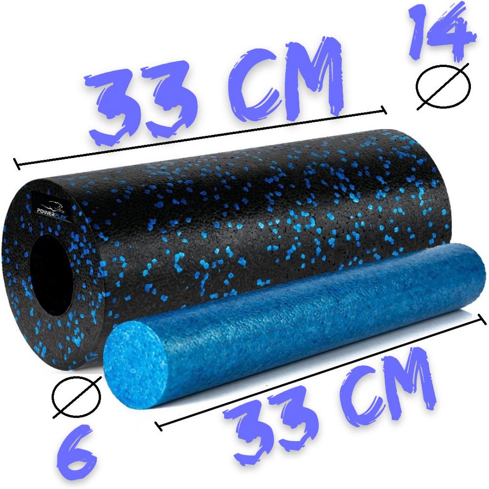 Масажний ролик (роллер) гладкий PowerPlay PP-4348 2 in 1 EPP Foam Roller Чорно/Синій (33x14см.) Кам'янське - фото 10