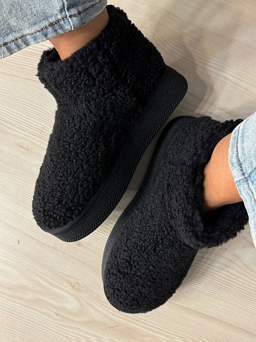 Уггі жіночі Hengji 37-1 з хутром тедді на платформі чорні, 37, 23,5 см Київ - фото 2