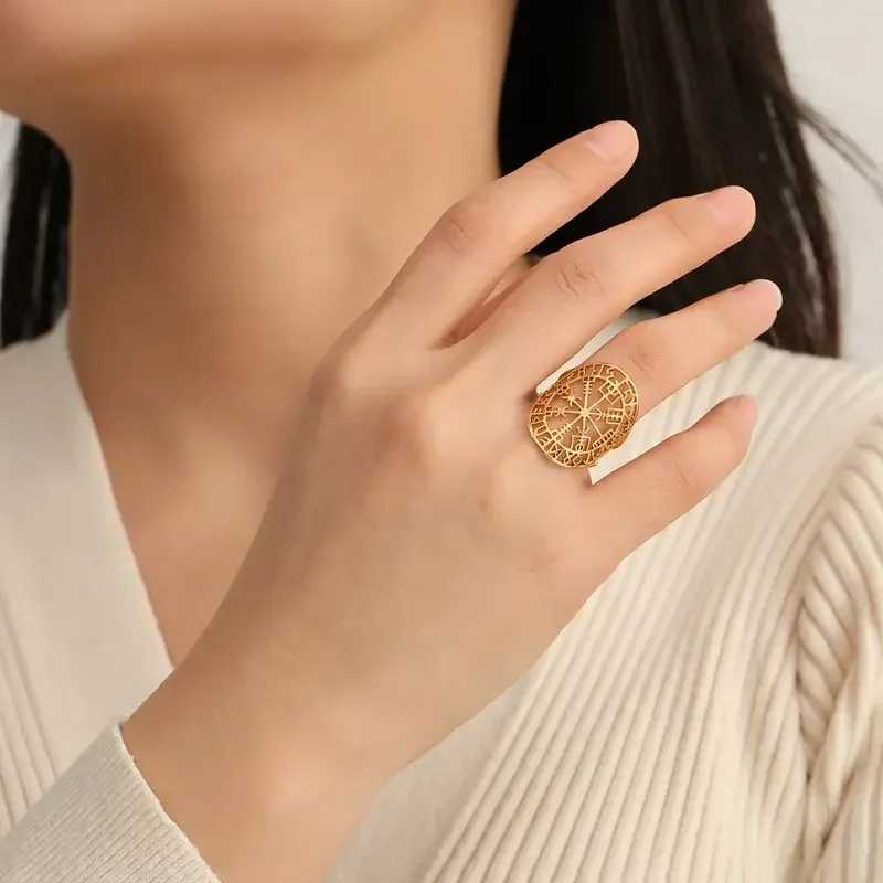 Перстень Вегвизир из стали — скандинавский амулет (регулируемый) Киев - изображение 2