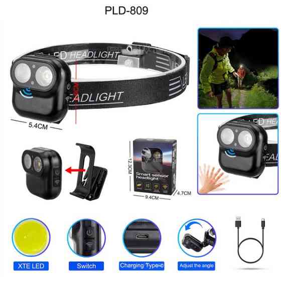 Ліхтар налобний W809-2XTE Motion Sensor MR-91 Київ