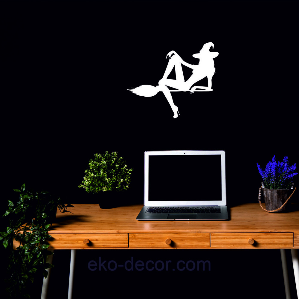 Декоративне настінне Панно «Відьма на мітлі», Декор на стіну 50*41 см, Білий Київ - фото 7