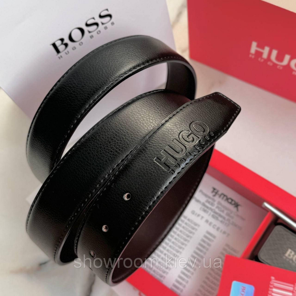 УЦІНКА!!! Чоловічий шкіряний ремінь з двома пряжками, подарункове упакування HB (219) Київ - фото 3