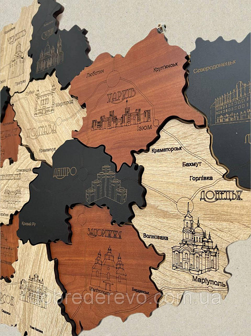 Дерев'яна карта України "Козацька" 150х100 Вижниця - фото 3