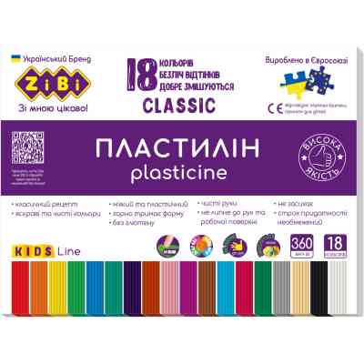 Пластилін ZiBi Classic 18 кольорів 360 г (ZB.6235) Вінниця