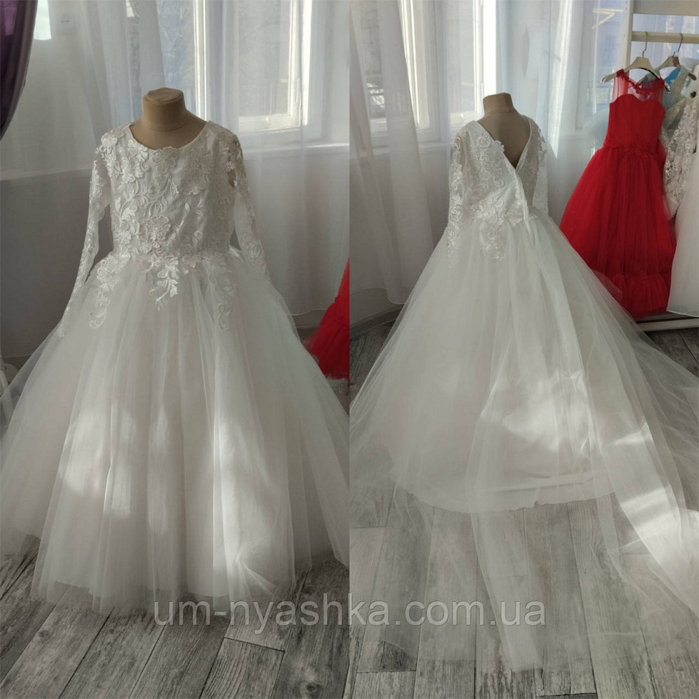 Длинное белое платье на рост 134-152 Кривой Рог - изображение 1