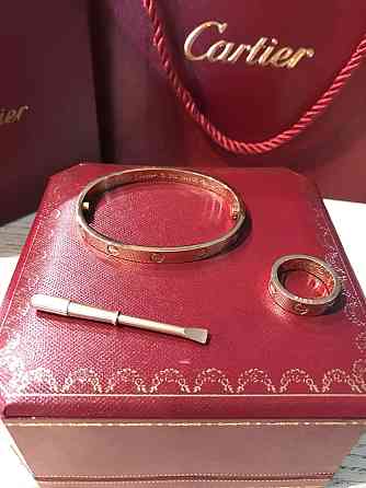 Cartier Комплект - браслет Love с отверткой лимонное золото и кольцо / Картье Комплект Одесса