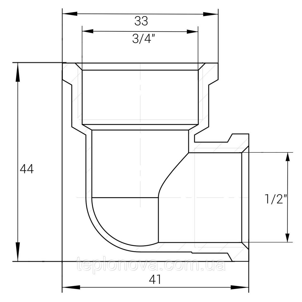Куточок редукційний нікельований 3/4| ВР х 1/2| ВР штампований А0112А (нк) VA Чернівці - фото 2