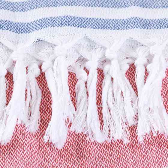 Рушник пештемаль Lovely Svi бавовняний, пляжний, хамам, spa - XХL 100x180 см Red/Blue Stripes (9032025) Київ