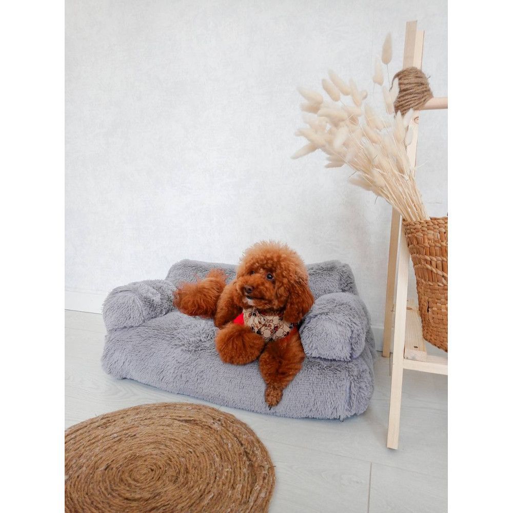 Меховой диван лежак для собак и кошек спальное место для животных съемны Incor серый 10079 Киев - изображение 4