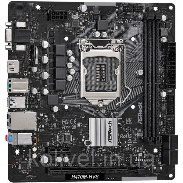 ASRock H470M-HVS R2.0 (1200/H470, 2*DDR4, PCIex16, HDMI/VGA, 4xSATAІІІ, RAID, GLan, 7.1ch, mATX) (H470M-HVS Киев - изображение 2