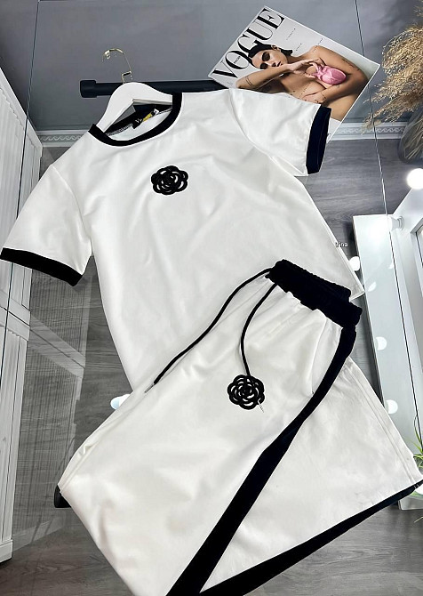 Женский стильный повседневный костюм двойка турецкая двухнить Белый, 46/48 Одесса - изображение 2