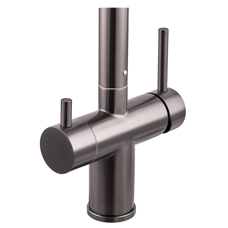 Кухонный смеситель Zerix LUX-024 Graphite с выдвижной лейкой из нержавеющей стали на две воды (ZX5557) Харьков - изображение 4