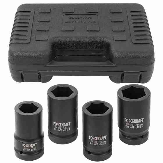 Головки ударні 1" (6 г) глибокі, набір 4 пр. FORCEKRAFT FK-8041-5MPB Одеса