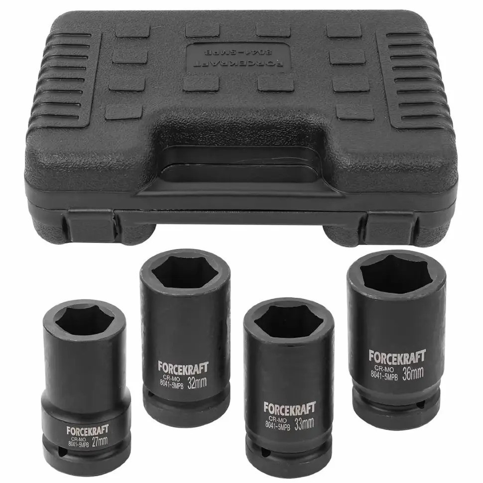 Головки ударні 1" (6 г) глибокі, набір 4 пр. FORCEKRAFT FK-8041-5MPB Одеса - фото 3