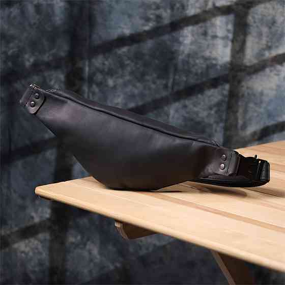 Мужская бананка из натуральной винтажной кожи Shvigel 23129 Черный Киев