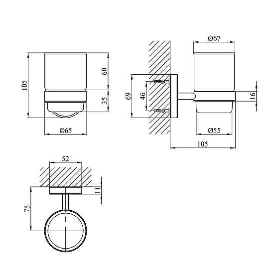 Склянка з тримачем для зубних щіток Kroner KRM Elbe - ACG2906 Київ
