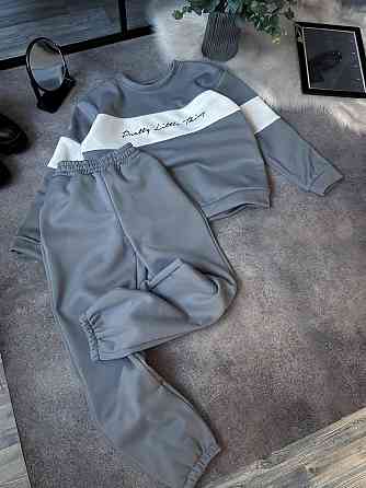 Жіночий стильний теплий костюм двойка тринитка на Флісі Сірий Одеса