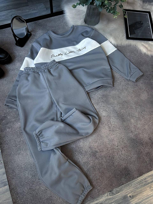 Жіночий стильний теплий костюм двойка тринитка на Флісі Сірий Одеса - фото 5