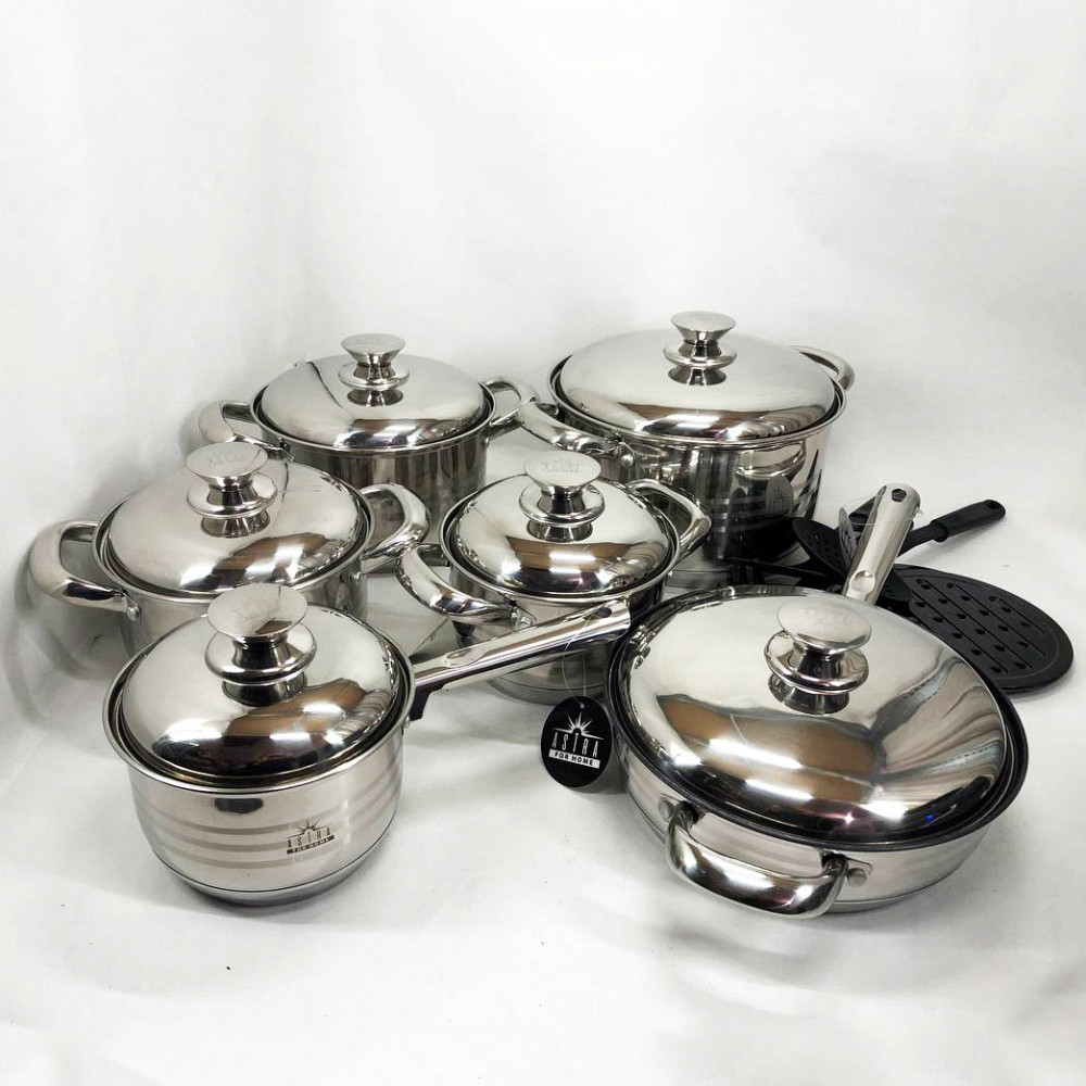 Хорошие кастрюли 18 предметов ASTRA A-2518, Сборный набор кастрюль, Набор кастрюль из нержавеющей стали NM-92 Львов - изображение 12