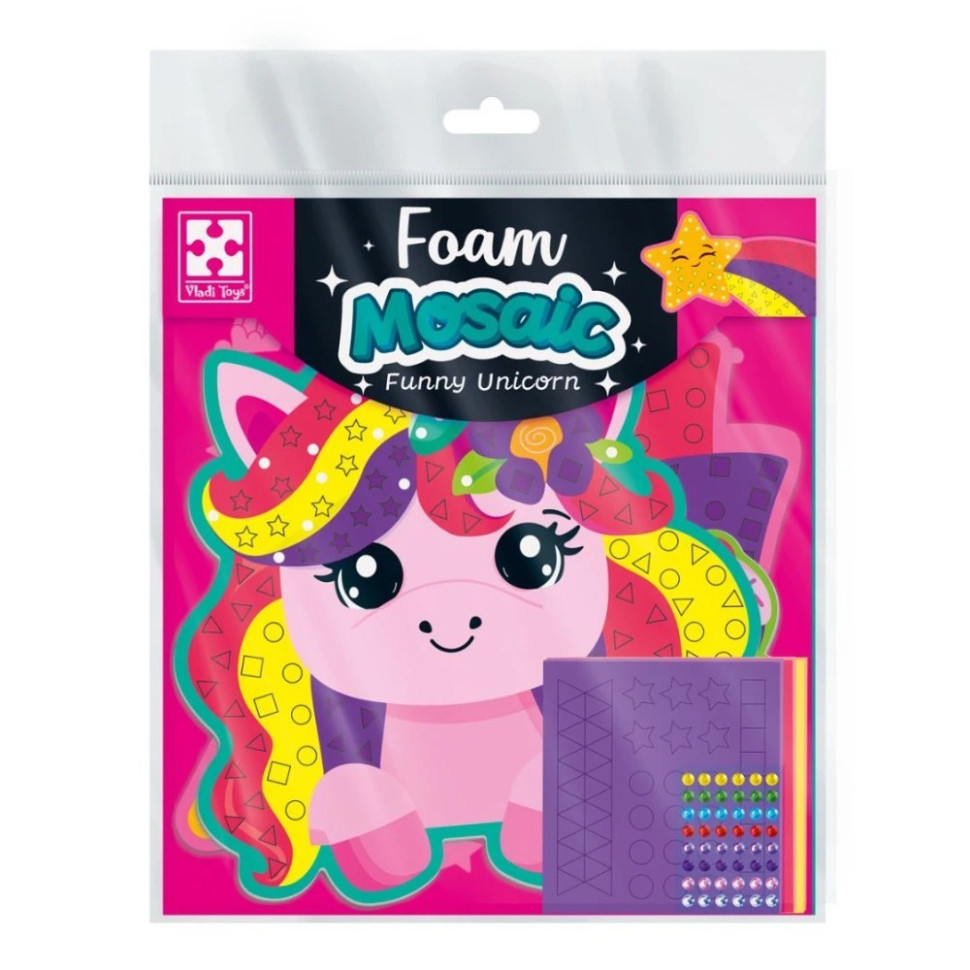 Набір для творчості "Веселий Єдиноріг" VT4511-20 з м'якою мозаїкою та стразами Вінниця - фото 1