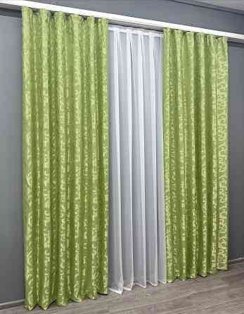 Комплект готових штор VR-Textil Жакард Вензель № 297ш Салатовий 150х270 см 2 шт (30-047) Київ